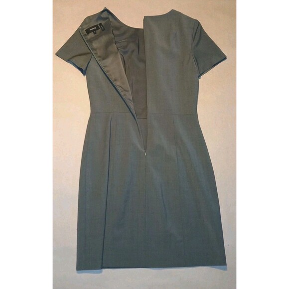 Theory Womens Olive Green Wool Dress Sz Small Short-Sleeve Mid Zip Ultra Chic - Picture 2 of 7